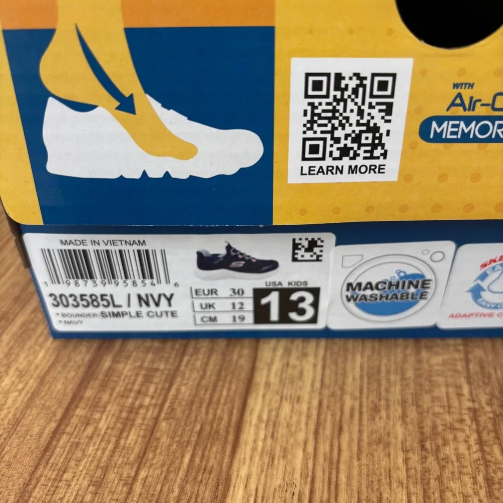 Skechers Hands Free Slip-ins Kids 13 Navy Bounder Simple Cute Sneakers NEW
